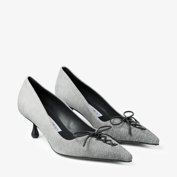 Pantofi cu toc înalt Scarlett 50 din piele de căprioară și denim Pantofi cu toc înalt Scarlett 50 din piele de căprioară și denim