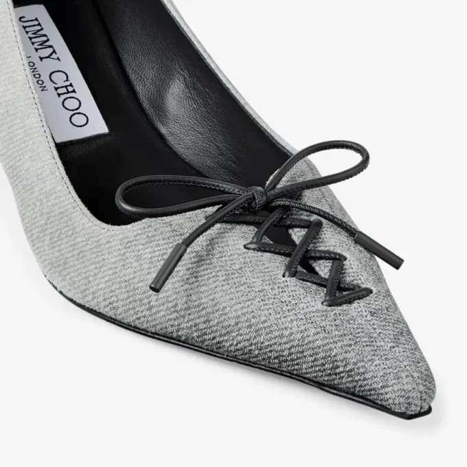 Pantofi cu toc înalt Scarlett 50 din piele de căprioară și denim Pantofi cu toc înalt Scarlett 50 din piele de căprioară și denim