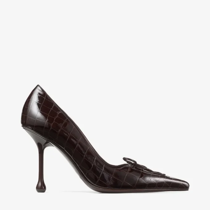 Pantofi cu toc înalt Scarlett 95 Sambuco din piele lucioasă cu imprimeu de crocodil Pantofi cu toc înalt Scarlett 95 Sambuco din piele lucioasă cu imprimeu de crocodil