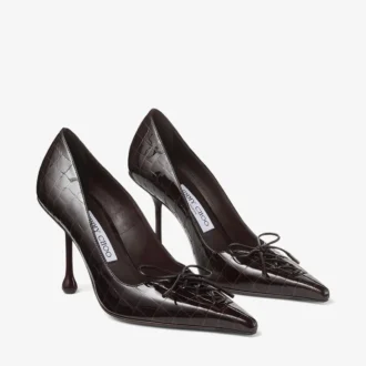 Pantofi cu toc înalt Scarlett 95 Sambuco din piele lucioasă cu imprimeu de crocodil