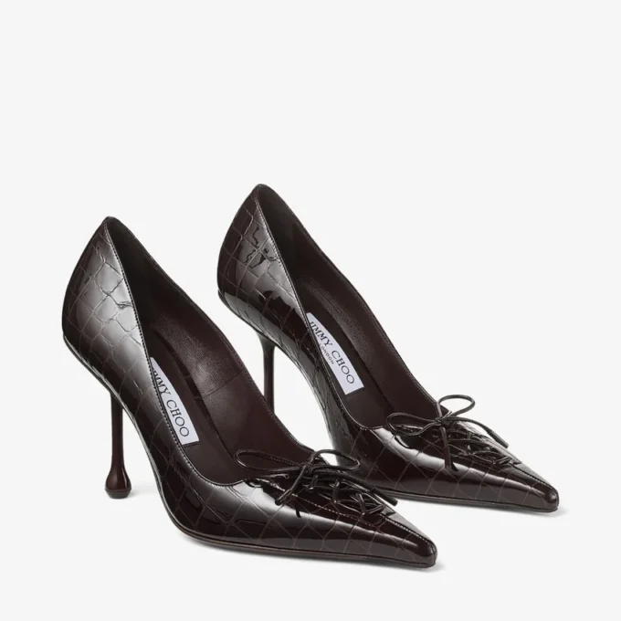 Pantofi cu toc înalt Scarlett 95 Sambuco din piele lucioasă cu imprimeu de crocodil Pantofi cu toc înalt Scarlett 95 Sambuco din piele lucioasă cu imprimeu de crocodil