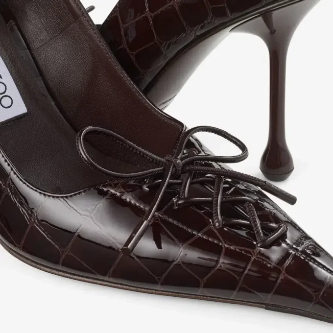 Pantofi cu toc înalt Scarlett 95 Sambuco din piele lucioasă cu imprimeu de crocodil Pantofi cu toc înalt Scarlett 95 Sambuco din piele lucioasă cu imprimeu de crocodil
