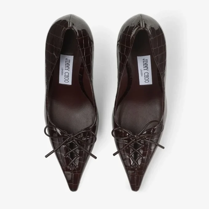 Pantofi cu toc înalt Scarlett 95 Sambuco din piele lucioasă cu imprimeu de crocodil Pantofi cu toc înalt Scarlett 95 Sambuco din piele lucioasă cu imprimeu de crocodil