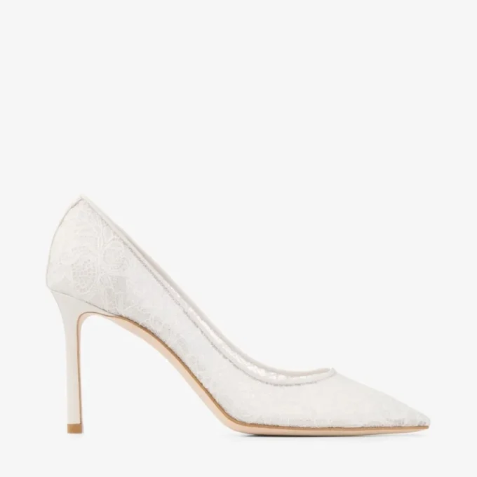 Pantofi cu toc Romy 85 din dantelă jimmy choo, culoare ivoriu Pantofi cu toc Romy 85 din dantelă jimmy choo, culoare ivoriu