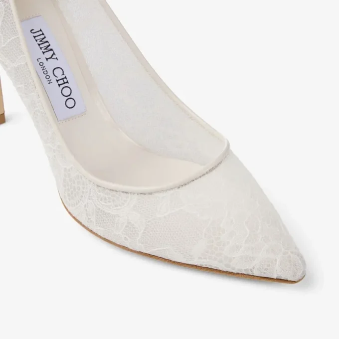 Pantofi cu toc Romy 85 din dantelă jimmy choo, culoare ivoriu Pantofi cu toc Romy 85 din dantelă jimmy choo, culoare ivoriu