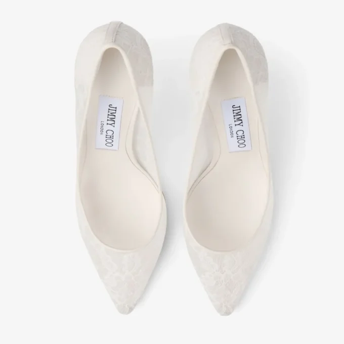 Pantofi cu toc Romy 85 din dantelă jimmy choo, culoare ivoriu Pantofi cu toc Romy 85 din dantelă jimmy choo, culoare ivoriu