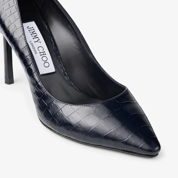 Pantofi cu toc Romy 85 din piele cu imprimeu de crocodil Pantofi cu toc Romy 85 din piele cu imprimeu de crocodil