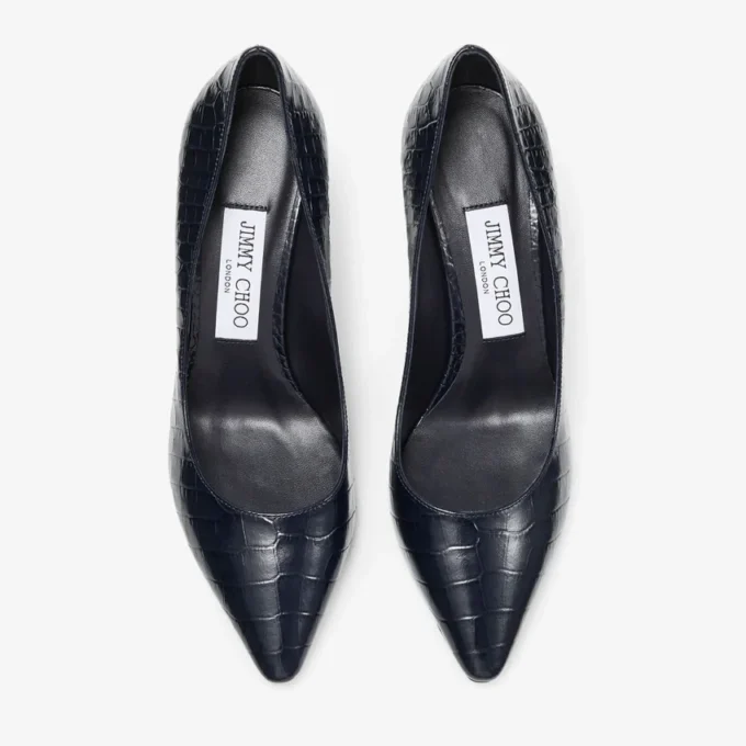Pantofi cu toc Romy 85 din piele cu imprimeu de crocodil Pantofi cu toc Romy 85 din piele cu imprimeu de crocodil