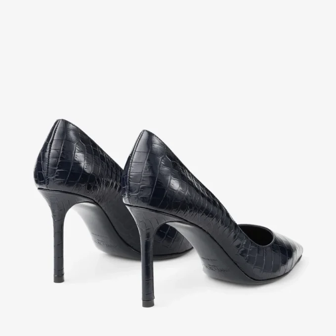 Pantofi cu toc Romy 85 din piele cu imprimeu de crocodil Pantofi cu toc Romy 85 din piele cu imprimeu de crocodil