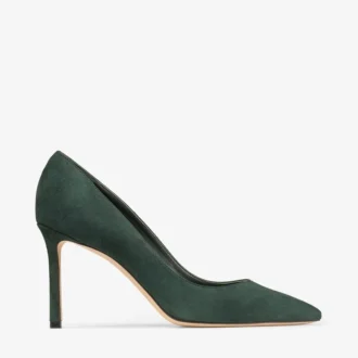 Pantofi cu toc Romy 85 din piele de căprioară în nuanțe de verde britanic Pantofi cu toc Romy 85 din piele de căprioară în nuanțe de verde britanic