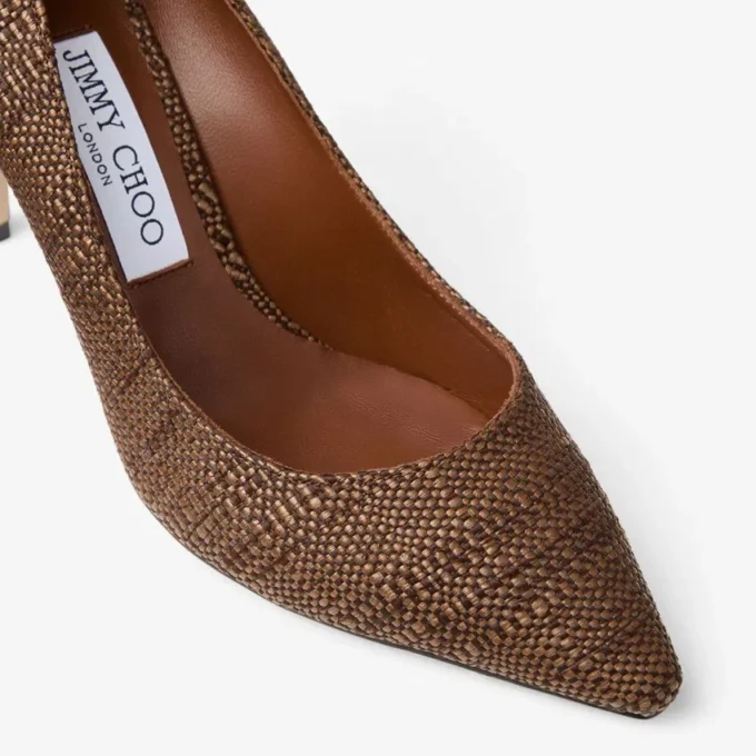 Pantofi cu toc Romy 85 din rafie fină de culoare bej Pantofi cu toc Romy 85 din rafie fină de culoare bej
