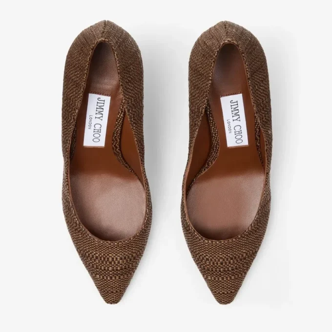 Pantofi cu toc Romy 85 din rafie fină de culoare bej Pantofi cu toc Romy 85 din rafie fină de culoare bej