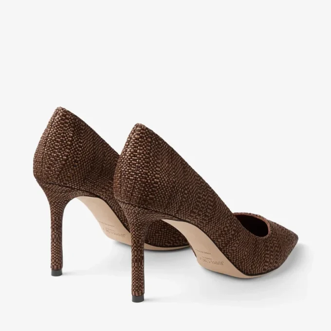 Pantofi cu toc Romy 85 din rafie fină de culoare bej Pantofi cu toc Romy 85 din rafie fină de culoare bej