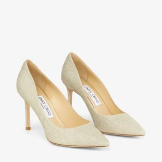 Pantofi cu toc Romy 85 Platinum Ice Dusty Glitter cu vârf ascuțit Pantofi cu toc Romy 85 Platinum Ice Dusty Glitter cu vârf ascuțit