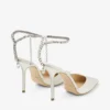 Pantofi cu toc Saeda 100 din satin ivoriu cu ornamente din cristal Pantofi cu toc Saeda 100 din satin ivoriu cu ornamente din cristal