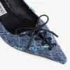 Pantofi cu toc Scarlett 50 din denim cu model în cruciulițe Pantofi cu toc Scarlett 50 din denim cu model în cruciulițe