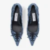 Pantofi cu toc Scarlett 50 din denim cu model în cruciulițe Pantofi cu toc Scarlett 50 din denim cu model în cruciulițe