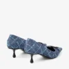 Pantofi cu toc Scarlett 50 din denim cu model în cruciulițe Pantofi cu toc Scarlett 50 din denim cu model în cruciulițe
