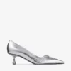 Pantofi cu toc Scarlett 50 din piele metalizată argintie vintage Pantofi cu toc Scarlett 50 din piele metalizată argintie vintage