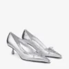 Pantofi cu toc Scarlett 50 din piele metalizată argintie vintage Pantofi cu toc Scarlett 50 din piele metalizată argintie vintage
