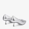 Pantofi cu toc Scarlett 50 din piele metalizată argintie vintage Pantofi cu toc Scarlett 50 din piele metalizată argintie vintage