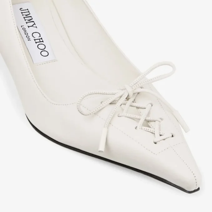 Pantofi cu toc Scarlett 50 din piele nappa de culoare latte