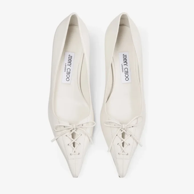 Pantofi cu toc Scarlett 50 din piele nappa de culoare latte
