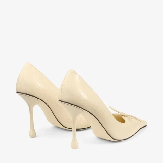 Pantofi cu toc Scarlett 95 din piele imprimată cu model Elaphe, culoare Buttermilk Pantofi cu toc Scarlett 95 din piele imprimată cu model Elaphe, culoare Buttermilk
