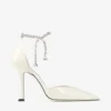 Pantofi cu toc Stevie 100 din piele lăcuită de culoare latte