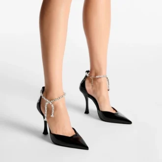Pantofi cu toc Stevie 100 din piele lăcuită neagră