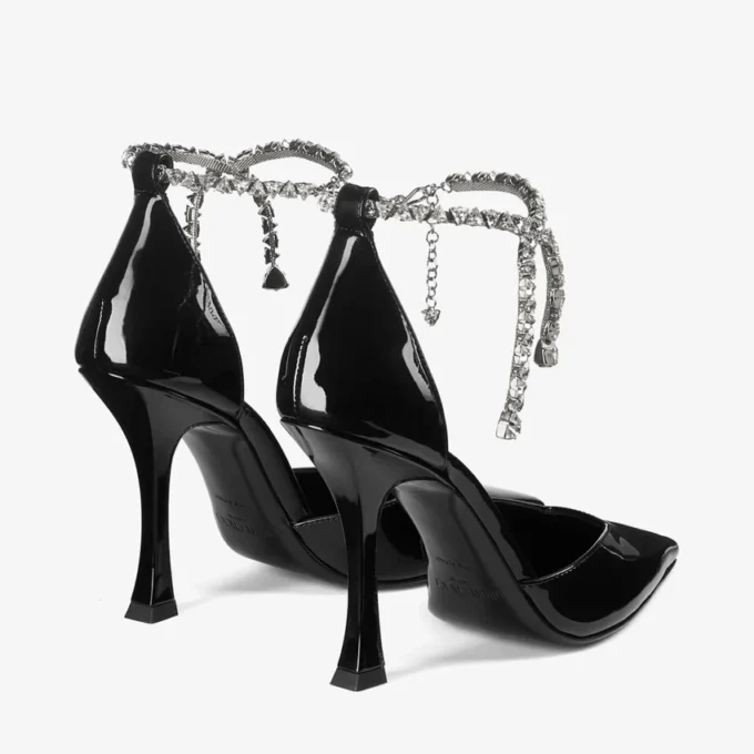 Pantofi cu toc Stevie 100 din piele lăcuită neagră Pantofi cu toc Stevie 100 din piele lăcuită neagră