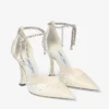 Pantofi cu toc Stevie 100 din satin ivoriu cu cristale