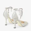 Pantofi cu toc Stevie 100 din satin ivoriu cu cristale