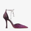 Pantofi cu toc Stevie 100 din satin Winter Bloom și Violet Orchid Mix cu cristale degradate Pantofi cu toc Stevie 100 din satin Winter Bloom și Violet Orchid Mix cu cristale degradate