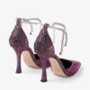 Pantofi cu toc Stevie 100 din satin Winter Bloom și Violet Orchid Mix cu cristale degradate Pantofi cu toc Stevie 100 din satin Winter Bloom și Violet Orchid Mix cu cristale degradate