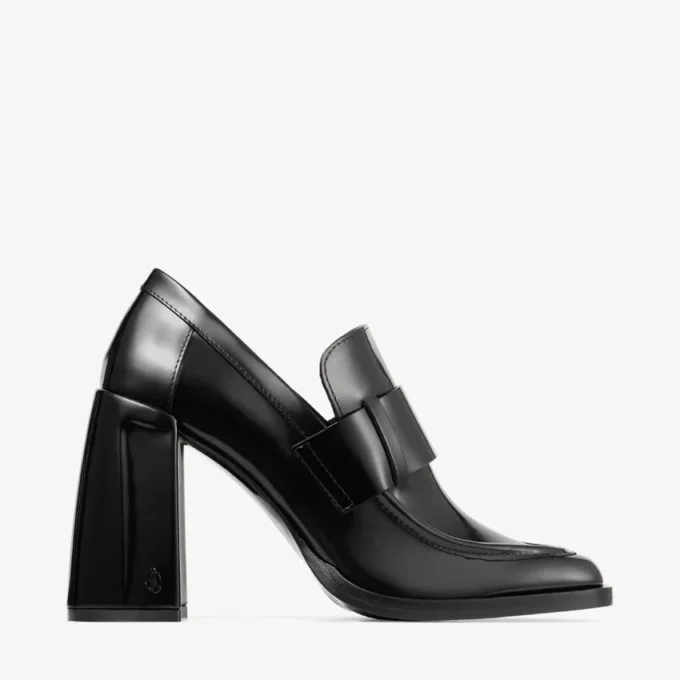 Pantofi cu toc Tylor 95 negri din piele moale Spazzolato