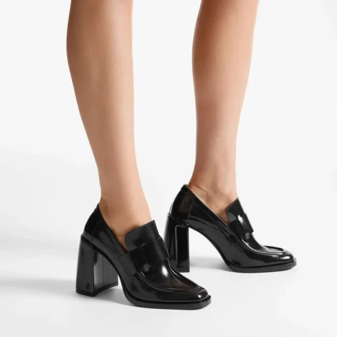 Pantofi cu toc Tylor 95 negri din piele moale Spazzolato
