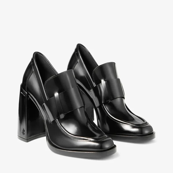Pantofi cu toc Tylor 95 negri din piele moale Spazzolato