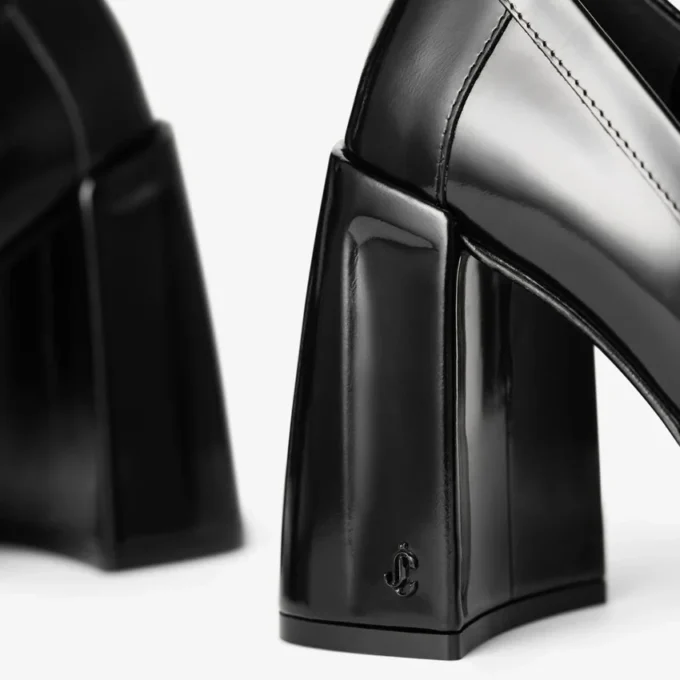 Pantofi cu toc Tylor 95 negri din piele moale Spazzolato
