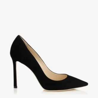 Pantofi cu vârf ascuțit Romy 100 din piele de căprioară neagră Pantofi cu vârf ascuțit Romy 100 din piele de căprioară neagră