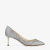 Pantofi cu vârf ascuțit Romy 60 din țesătură cu sclipici grosier de culoare șampanie Pantofi cu vârf ascuțit Romy 60 din țesătură cu sclipici grosier de culoare șampanie