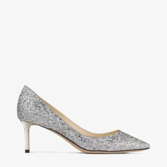 Pantofi cu vârf ascuțit Romy 60 din țesătură cu sclipici grosier de culoare șampanie Pantofi cu vârf ascuțit Romy 60 din țesătură cu sclipici grosier de culoare șampanie