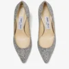 Pantofi cu vârf ascuțit Romy 60 din țesătură cu sclipici grosier de culoare șampanie Pantofi cu vârf ascuțit Romy 60 din țesătură cu sclipici grosier de culoare șampanie