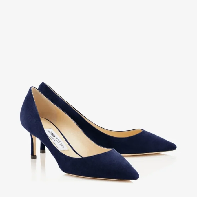 Pantofi cu vârf ascuțit Romy 60 din piele de căprioară bleumarin Pantofi cu vârf ascuțit Romy 60 din piele de căprioară bleumarin