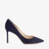 Pantofi cu vârf ascuțit Romy 85 din piele de căprioară bleumarin Pantofi cu vârf ascuțit Romy 85 din piele de căprioară bleumarin