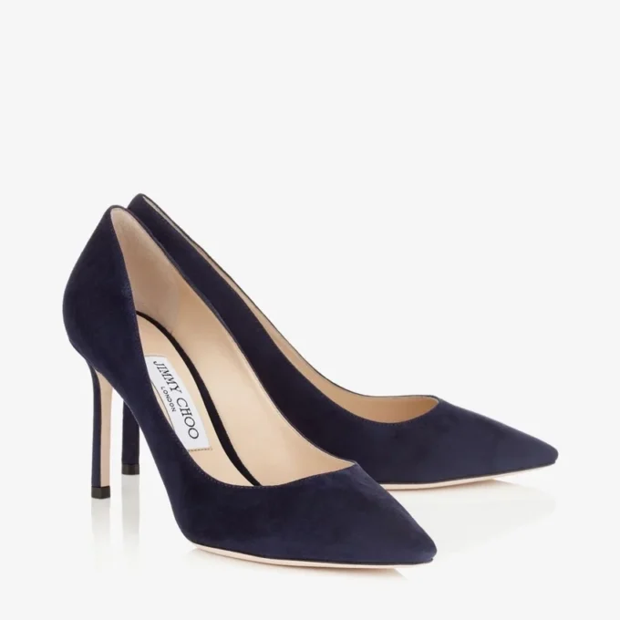 Pantofi cu vârf ascuțit Romy 85 din piele de căprioară bleumarin Pantofi cu vârf ascuțit Romy 85 din piele de căprioară bleumarin