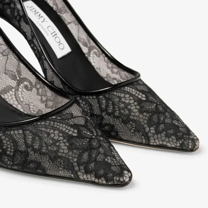 Pantofi cu vârf ascuțit Romy 85 negri din dantelă jimmy choo Pantofi cu vârf ascuțit Romy 85 negri din dantelă jimmy choo