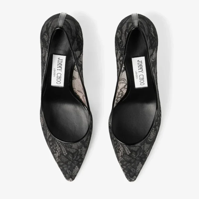 Pantofi cu vârf ascuțit Romy 85 negri din dantelă jimmy choo Pantofi cu vârf ascuțit Romy 85 negri din dantelă jimmy choo