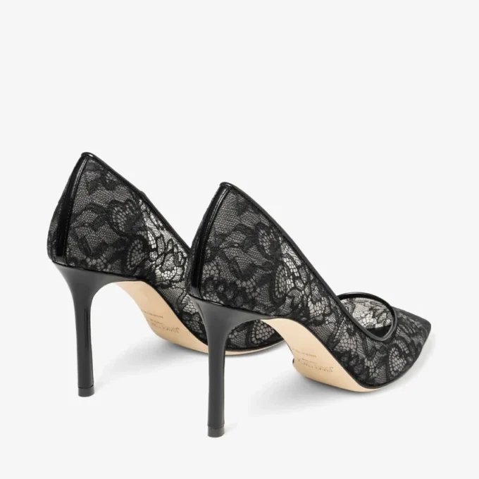 Pantofi cu vârf ascuțit Romy 85 negri din dantelă jimmy choo Pantofi cu vârf ascuțit Romy 85 negri din dantelă jimmy choo