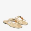Pantofi Lova Mule Flat din piele nappa metalizată aurie cu mărgele Pantofi Lova Mule Flat din piele nappa metalizată aurie cu mărgele